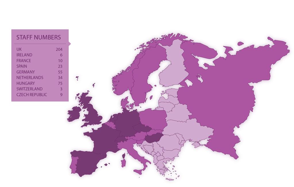 Evropa POČTY ZAMĚSTNANCŮ Velká Británie 204 Irsko 6 Francie 10