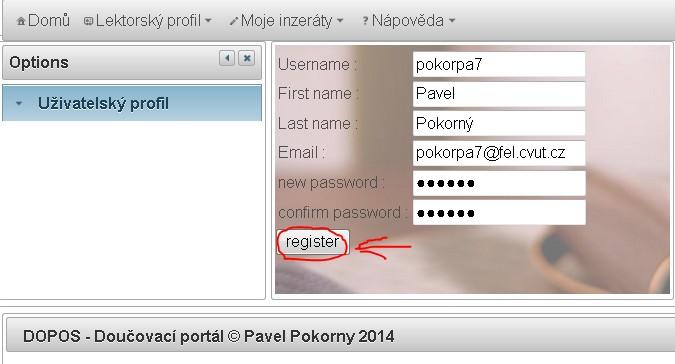 Příloha B Uživatelská příručka Zde vyplníme požadované údaje ve
