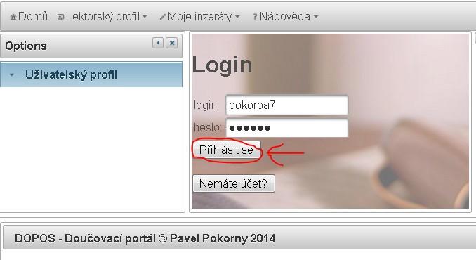 14: Registrace nového uživatele Přihlášení Pro přihlášení vyplníme