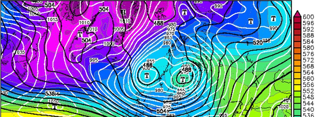 Kapitola 5: Výsledky 6 a postupně se přesouvalo směrem na východ. Tlak přepočtený na hladinu moře dosahoval v centru níže hodnoty 950 hpa.
