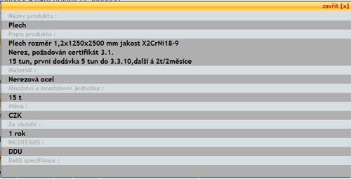 Dodavatelské prostredí 28 Doplnující údaje a podrobnosti jednotivých