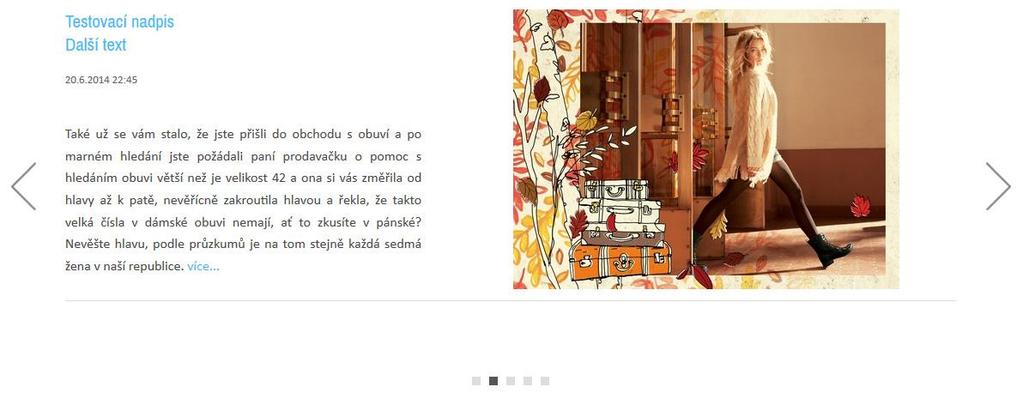 Blog slider Zobrazení blogu na úvodní straně je možné i