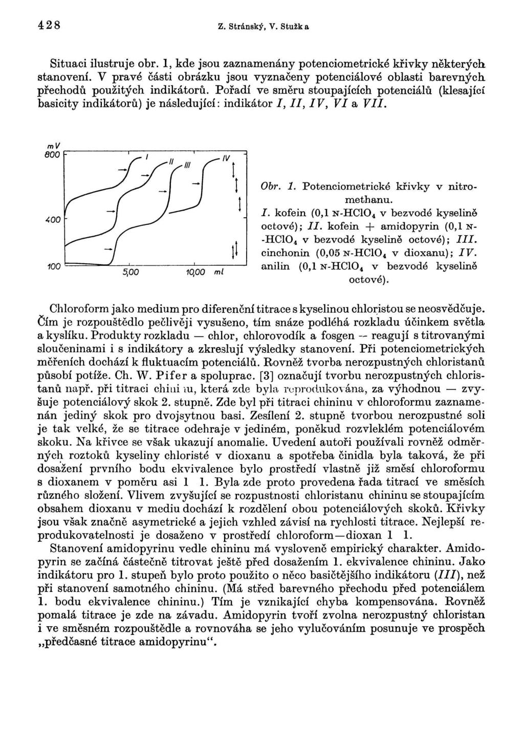 8 Z. Stránský, V. Stužka Situaci ilustruje obr. 1, kde jsou zaznamenány potenciometrické křivky některých stanovení.