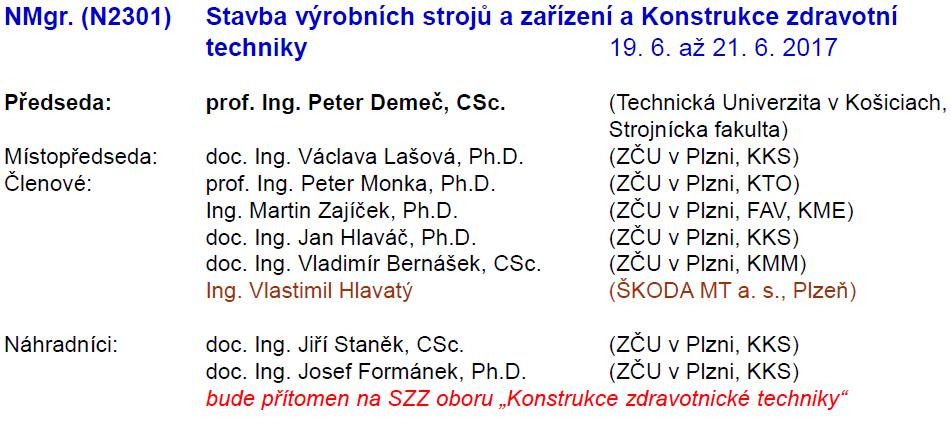 pro státní závěrečné zkoušky v BcSP a NMgrSP v roce 2017.