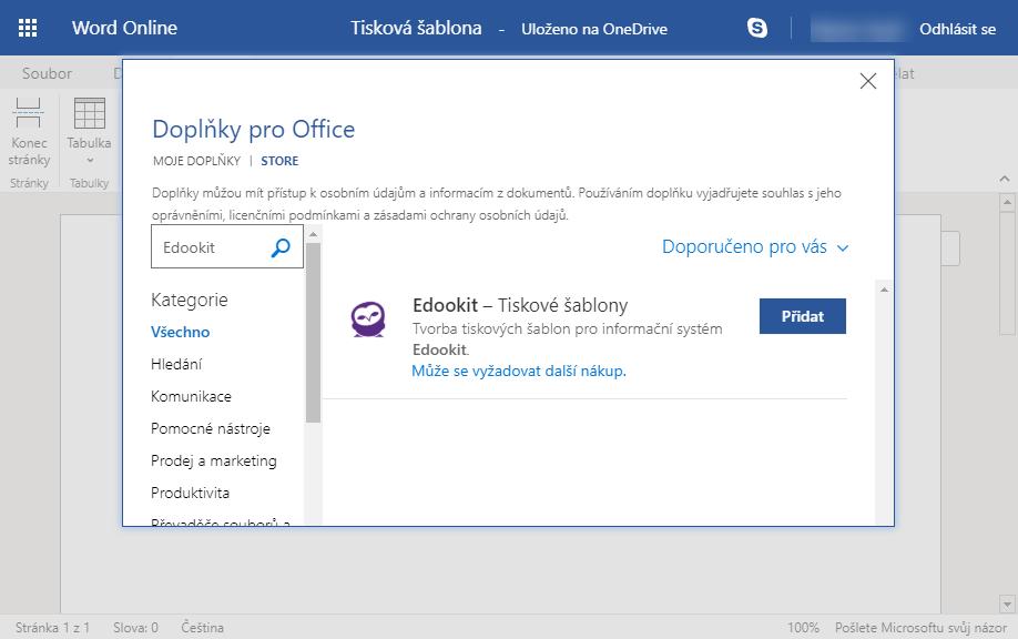 4. Klikněte na tlačítko Přidat, čímž se doplněk nainstaluje.