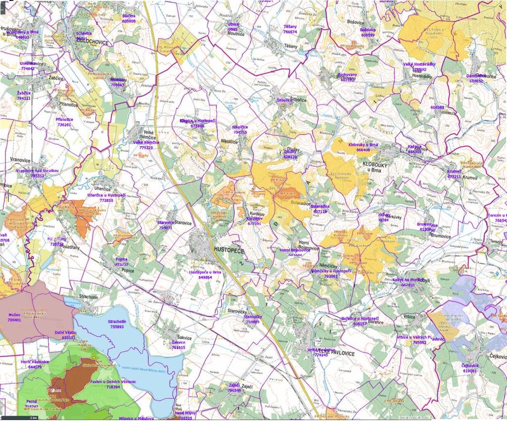 Chráněná území v mikroregionu Hustopečsko Pramen: Digitální registr ÚSOP, http://drusop.nature.
