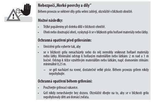 jestliže gril byl zprovozněn přes viditelná poškození, nebo nekompletní montáž; jestliže gril byl technicky změněn; jestliže bude používáno palivo, nebo příslušenství, které není výslovně přípustné
