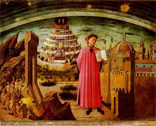 8 Příloha 8. Dante a jeho světy. Domenico di Michelino, r.1465.