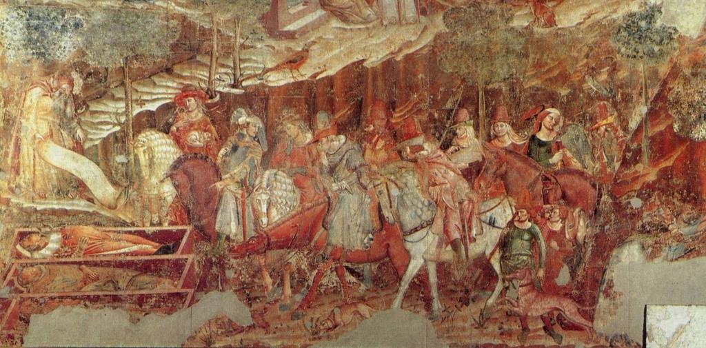 12 Příloha 12. Triumf smrti. Buonamico Buffalmaccio, kolem r.1350. Soubor zhruba 15 m fresek.