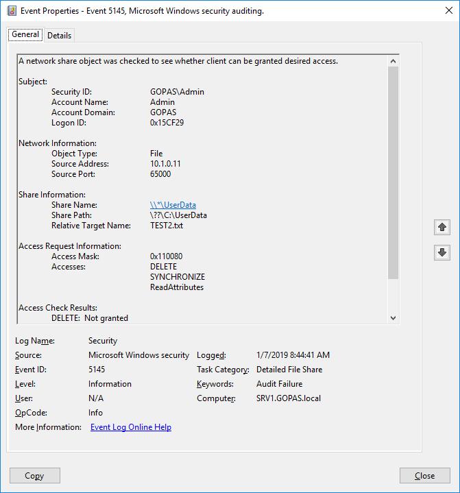 ID5145 Detailed File Share Pokus o smazání