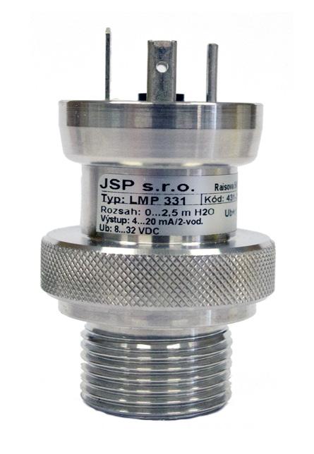 3. Popis výrobku LMP 331 Snímač tlaku s nerezovou čelní membránou Měření hydrostatického tlaku a výšky hladiny neutrálních a agresivních kapalin a dalších látek s velkou viskozitou.