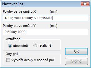 Menu Deska Obdélník diagonálně Pro použití tohoto způsobu konstrukce musí být definovány konstrukční osy probíhající rovnoběžně s globální osou x resp. y.