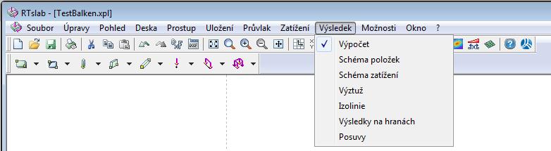 9 Menu Výsledek Prostřednictvím tohoto menu je možno otevírat různá zobrazení výsledků. Menu Výsledek Výkres zatížení Schéma zatížení a Schéma položek je možno otevřít i bez předchozího výpočtu.