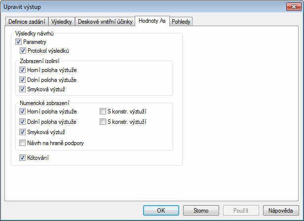 10.3.4 Hodnoty As Na záložce Hodnoty As lze konfigurovat rozsah protokolovaných výsledků návrhů. Pokud je zatržená položka Parametry, pak se protokolují návrhové parametry desky.