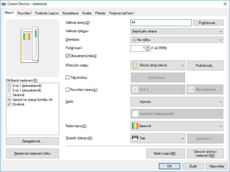 O tomto ovladači O tomto ovladači Tento ovladač umožňuje zobrazit obrazovku nastavení tisku ovladačů, které podporují aplikace pro Windows Store a desktopové aplikace, a používat funkce tisku