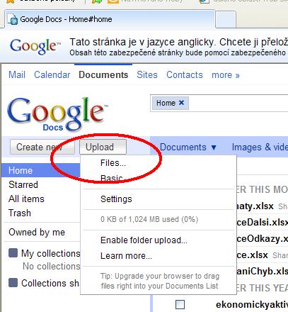 JAK DOKUMENT VLOŢÍM? Pokud chci vkládat dokument, zvolím položku Nahrát.