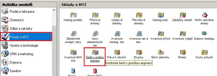 V modulu skladů je dostupná tato kontrola