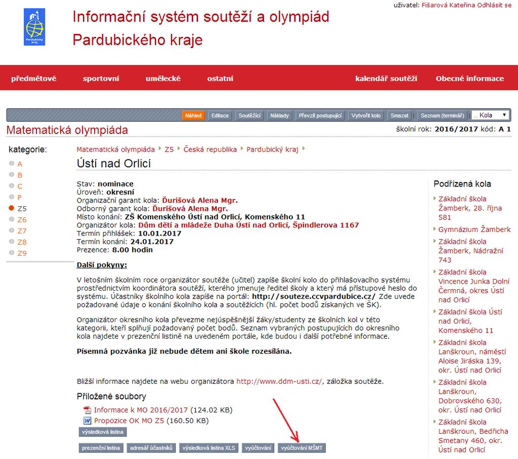 8. Pro stažení vyúčtování potvrďte Vyúčtování MŠMT. Vyplněný formulář se uloží do PC. 9. Po otevření vyúčtování (Formulář č.1) zkontrolujte veškeré údaje.