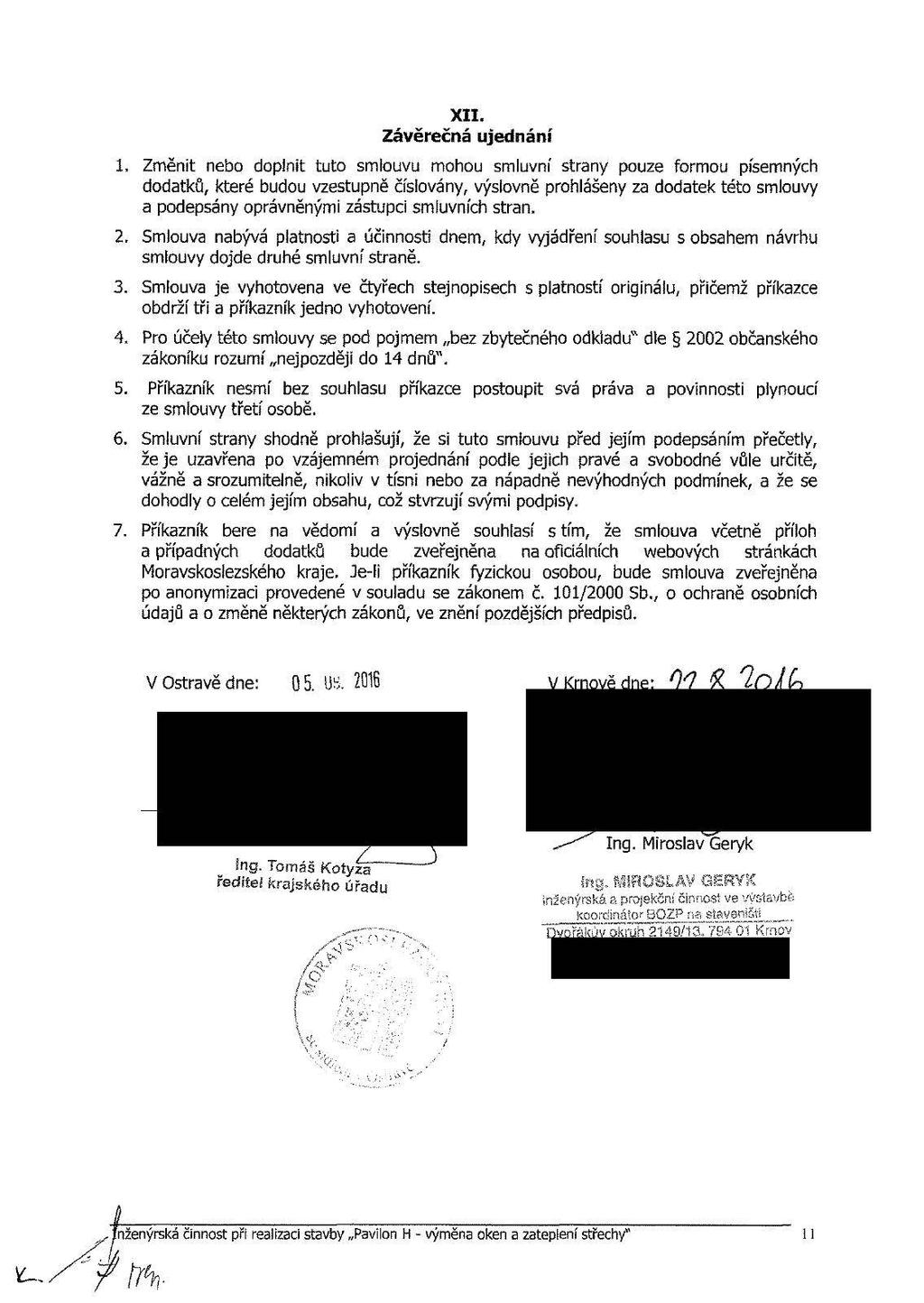 XII. Závěrečná ujednání 1.