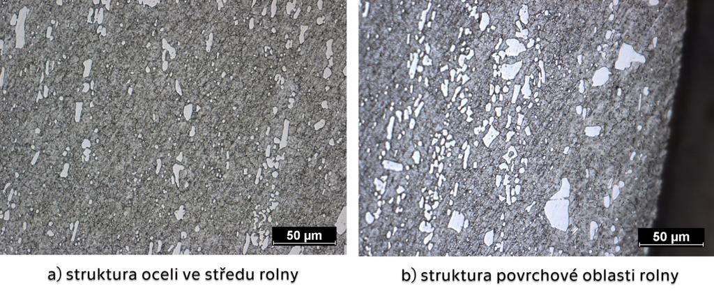 Obrázek 51Struktura oceli 1.2379 po CHT 4.2 Hodnocení konfigurace 1 Uspořádání rolen hodnocených v rámci konfigurace 1 znázorňuje Obrázek 46 b).