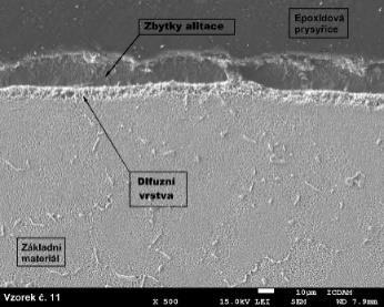 : Proměnlivost vrstvy Vzorek číslo 11 Jako u vzorku číslo 9 tak i u