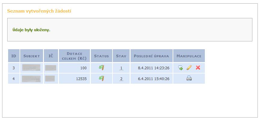 4. Možnosti úprav, uzavření a odeslání žádosti Spolu s vyplněnou žádostí žadatel vytiskne automaticky i 3 čestná prohlášení, která jsou nezbytná pro podání žádosti.