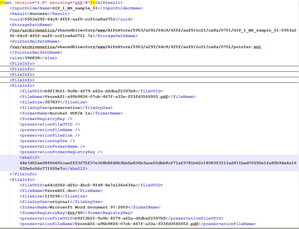 Z ERMS do digitálního archivu identifikace, validace příprava zpracování (vytvoření adresářové struktury logs/metadata/objects a přesun příslušných objektů, standardizace názvu) vytěžování metadat do