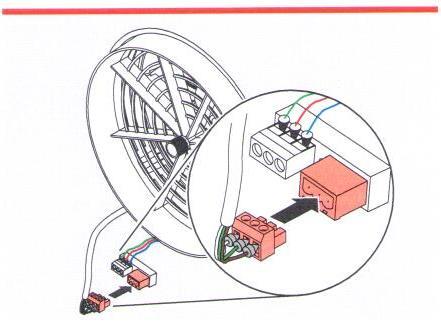 Dbejte na správné barevné pořadí zapojených žil kabelu. OPATRNĚ Chybné zapojení žil kabelu do konektoru. Zkrat ventilátoru. Na jednotlivé žíly kabelu umístěte ukončovací dutinky s límečky.