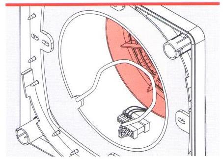 upevněte usměrňovač zpět do reverzního ventilátoru. dbejte na to, aby se díl usměrňovače s úchytkou nacházel na straně ventilátoru, kde je umístěný i konektor ventilátoru. Vyčistili jste inventron. 6.