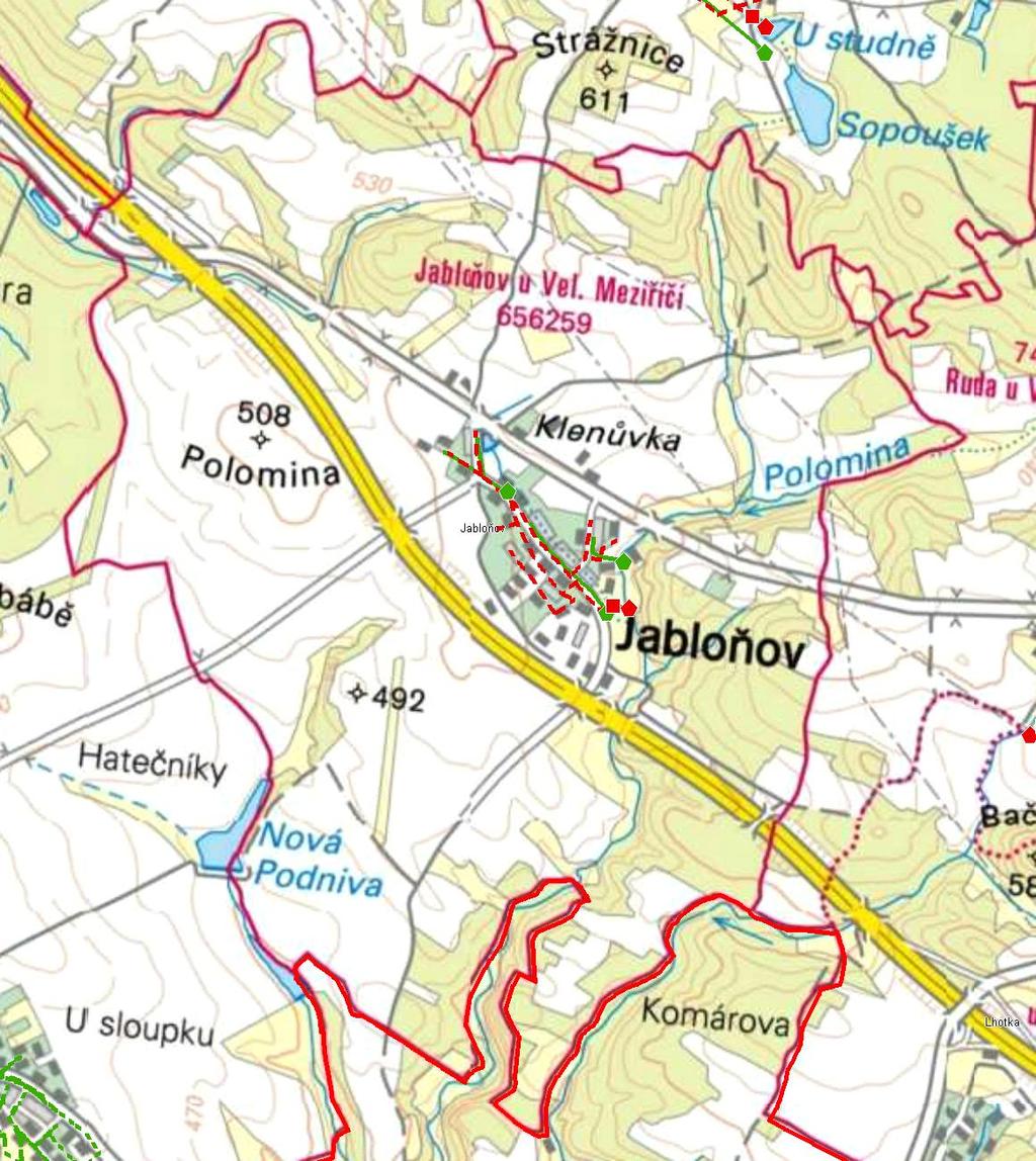 MAPA - KANALIZACE Trasování sítí, lokalizace ČOV, čerpacích stanic, výústí, odlehčovacích komor