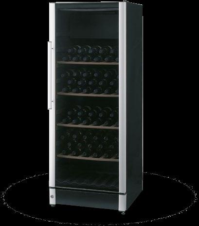 Vinotéka W 155 vinotéka s nastavitelnou rozdílnou teplotou v horní a dolní části provedení Silver a Black ventilované automatické odtávání digitální termostat chladivo R 600a kouřové sklo