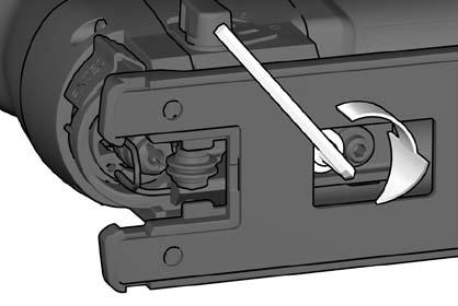 Dersom fotplaten etter flere gangers regulering ikke lenger lar seg spenne fast, kan reguleringsmekanismen for fotplaten etterjusteres.