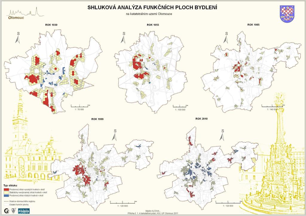 shlukování. Z tohoto důvodu byl pro podklad zvolen velmi světlý odstín šedé barvy. Součástí podkladu byla i hranice katastru, pro tu byl vybrán čárkovaný liniový znak ve světlém odstínu oranžové.