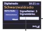 7.2.5 Odstranění uložených stanic > Na příslušné tlačítko stanice stačí uložit novou stanici podle popisu. Při obnově továrního nastavení se automaticky odstraní všechny uložené stanice. 7.2.6 Síla signálu > Krátce stiskněte tlačítko MENU, dokud se nezobrazí síla signálu.