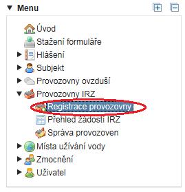 2 Registrace provozovny IRZ Po přihlášení se do účtu ISPOP pomocí přístupových údajů (oprávnění Správce subjektu) si uživatel, pro podání IRZ hlášení, musí registrovat provozovnu IRZ (či provozovny