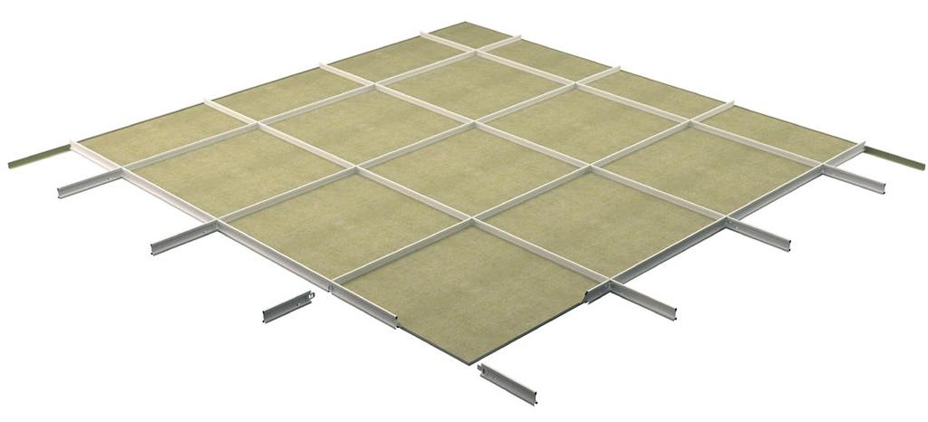 Opis systemu Rockfon System Ultraline E jest stosowany do tworzenia dekoracyjnego sufitu o widocznej 15 mm konstrukcji.