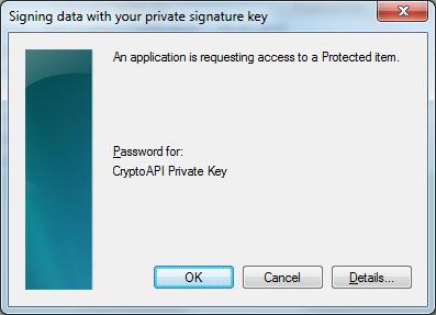 Při otevření formuláře pro výběr certifikátu pro podepsání, pokud jsou v uložišti certifikátů uživatele certifikáty, které mají privátní klíč na čipové kartě nebo USB tokenu, bude uživatel vyzván k