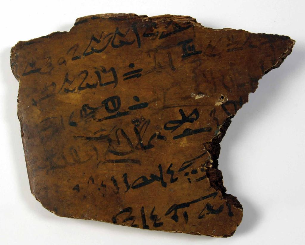 Obr. 3. Anonym, Hieratická tabulka s částí Amenemhetova naučení, 20. dynastie (zřejmě vláda Ramesse III. nebo Ramesse IV., cca 1185 1146 př. n. l.