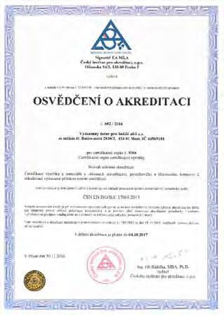 7.5 Autorizovaná osoba AO 242 a Certifikační orgán COV č. 3066 Výkony Autorizované osoby 242 (AO) a Certifikačního orgánu č.