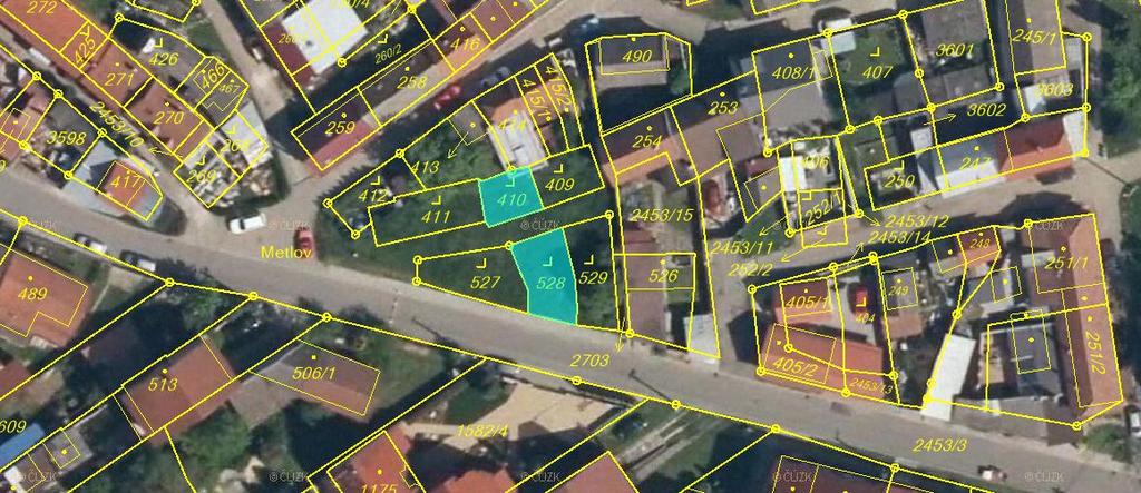 D. Přílohy: Mapové podklady: Katastrální mapa podložená ortofotem s