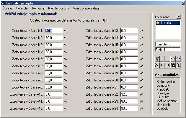 Práce s úlohou 17 Neprůsvitné konstrukce (vyvolá formulář pro zadání vlastností neprůsvitných obalových konstrukcí) Průsvitné konstrukce (vyvolá formulář pro zadání vlastností průsvitných obalových