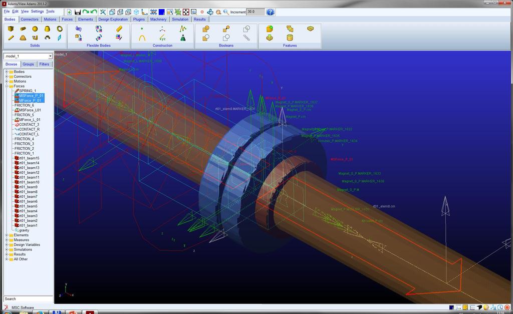 Simulace mechanických úloh s magnetickými elementy Působení magnetické pružiny popsáno