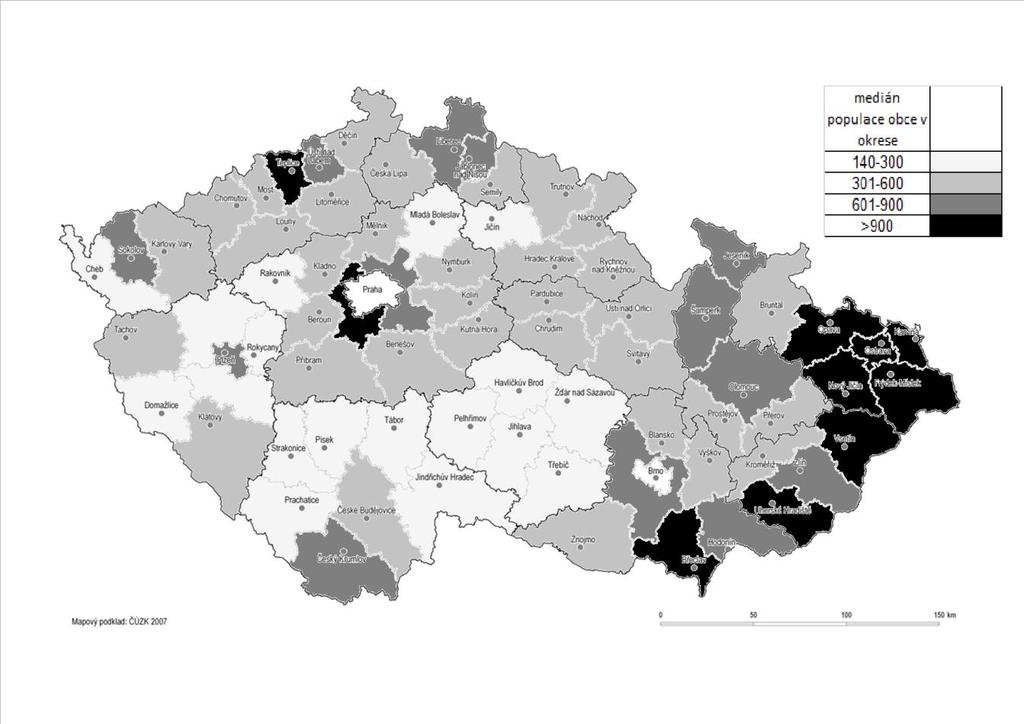 UTB ve Zlíně, Fakulta managementu a ekonomiky 54 Obrázek 4: Hustota obyvatelstva podle okresů (obyv.
