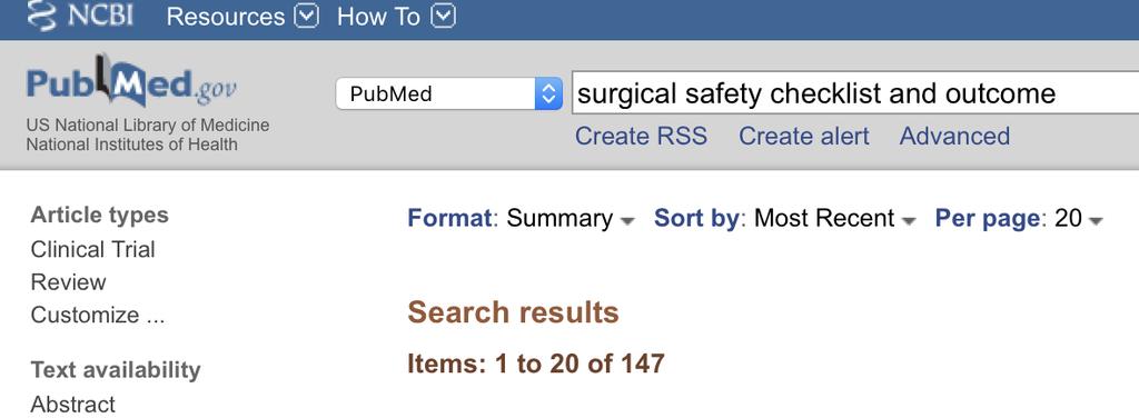 WHO Surgical Safety Checklist and outcome?