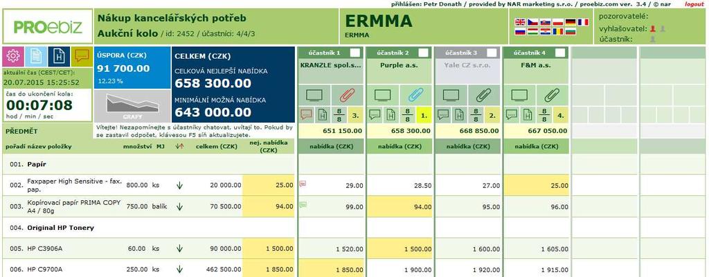 eaukční SÍŇ ADMINISTRÁTORA