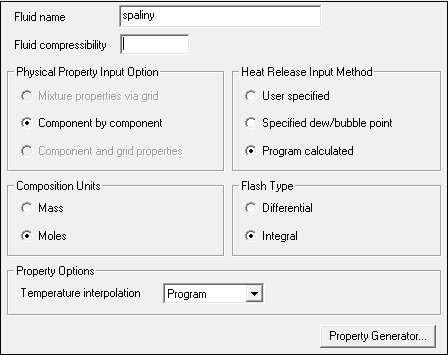 V části Physical Property Input Option zvolíme Component by component a v části Heat Release Input Method zvolíme