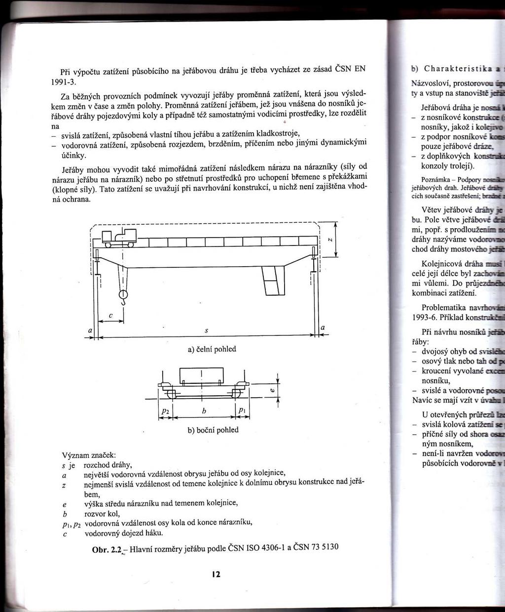 . ZÁKLADNÍ ÚDAJE MOSTOVÉHO JEŘÁBU: - nosnost /8 t - zdvihová třída HC - kategorie únavových účinků S 5 s,5 m a 70 mm b 4500 mm p 850 mm p 780 mm c 050 mm b r 00 mm Q h 0 kn Q t 84 kn Q c 49 kn v h 0,