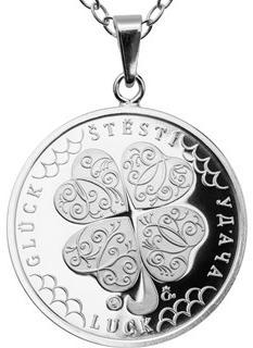 14) Dárky z drahých kovů (stříbro) Stříbrný přívěsek Čtyřlístek pro štěstí 2,2 g Stříbro symbolizuje hojnost, romantiku a naději.