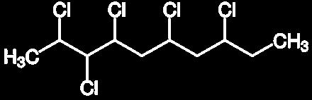 Chlorované alkany (též chlorparafiny) Polychlorované látky sloučeniny obsahující nevětvený alkylový řetězec (sledují se krátké řetězce (SCCP) v