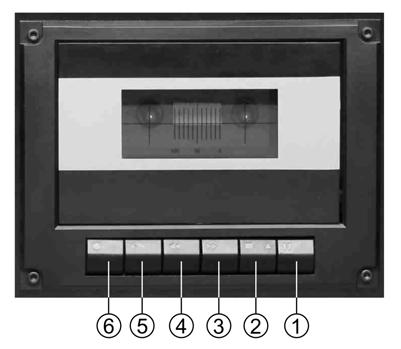 Přední panel modulu kazetového rekordéru / přehrávače: 1. Tlačítko dočasného zastavení 2.